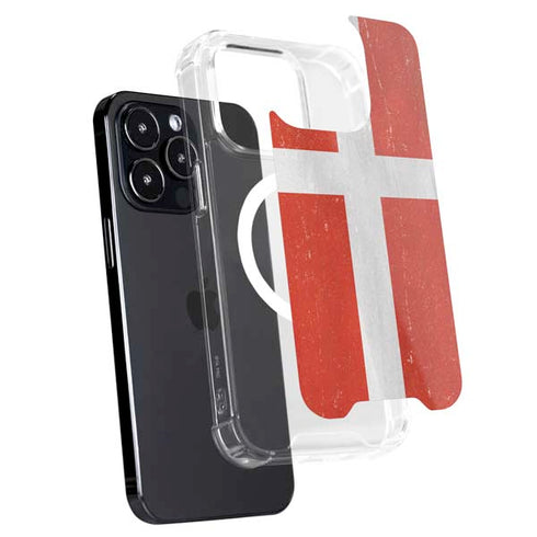 Denmark Flag Distressed iPhone 16 Pro MagSafe Case